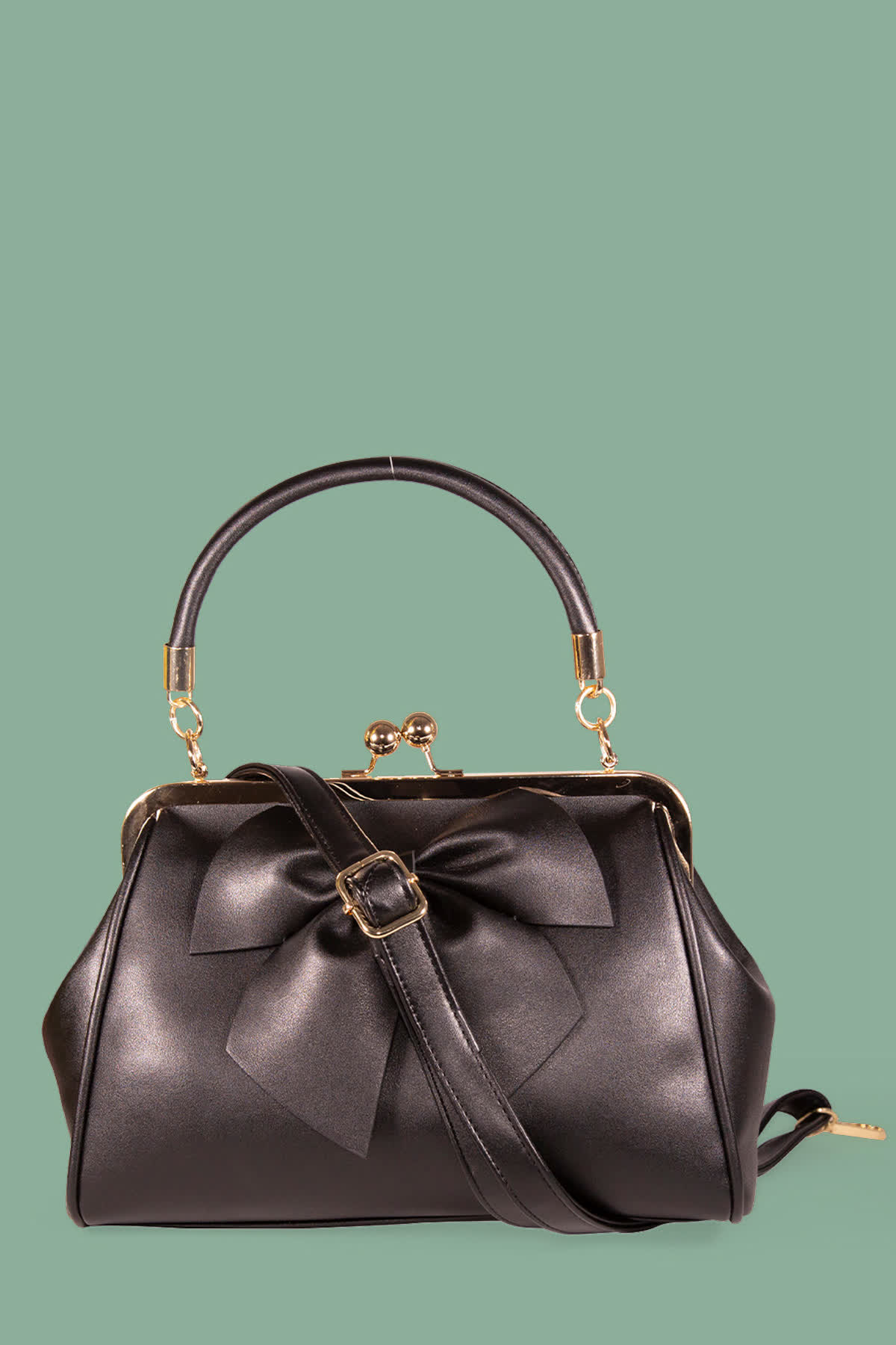 BG3417717B-mavri-50s-tsanta-me-fiogko-5 Ρετρό τσάντα με φιόγκο από συνθετικό δέρμα, με αποσπώμενο μακρύ λουράκι για τον ώμο, θα γίνει η αγαπημένη σας τσάντα για τη σεζόν!