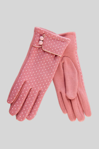Vintage γάντια σε ροζ χρώμα με λευκά πουά και κουμπάκια, ιδανικά τόσο για ένα retro inspired όσο κι ένα σύγχρονο look! 