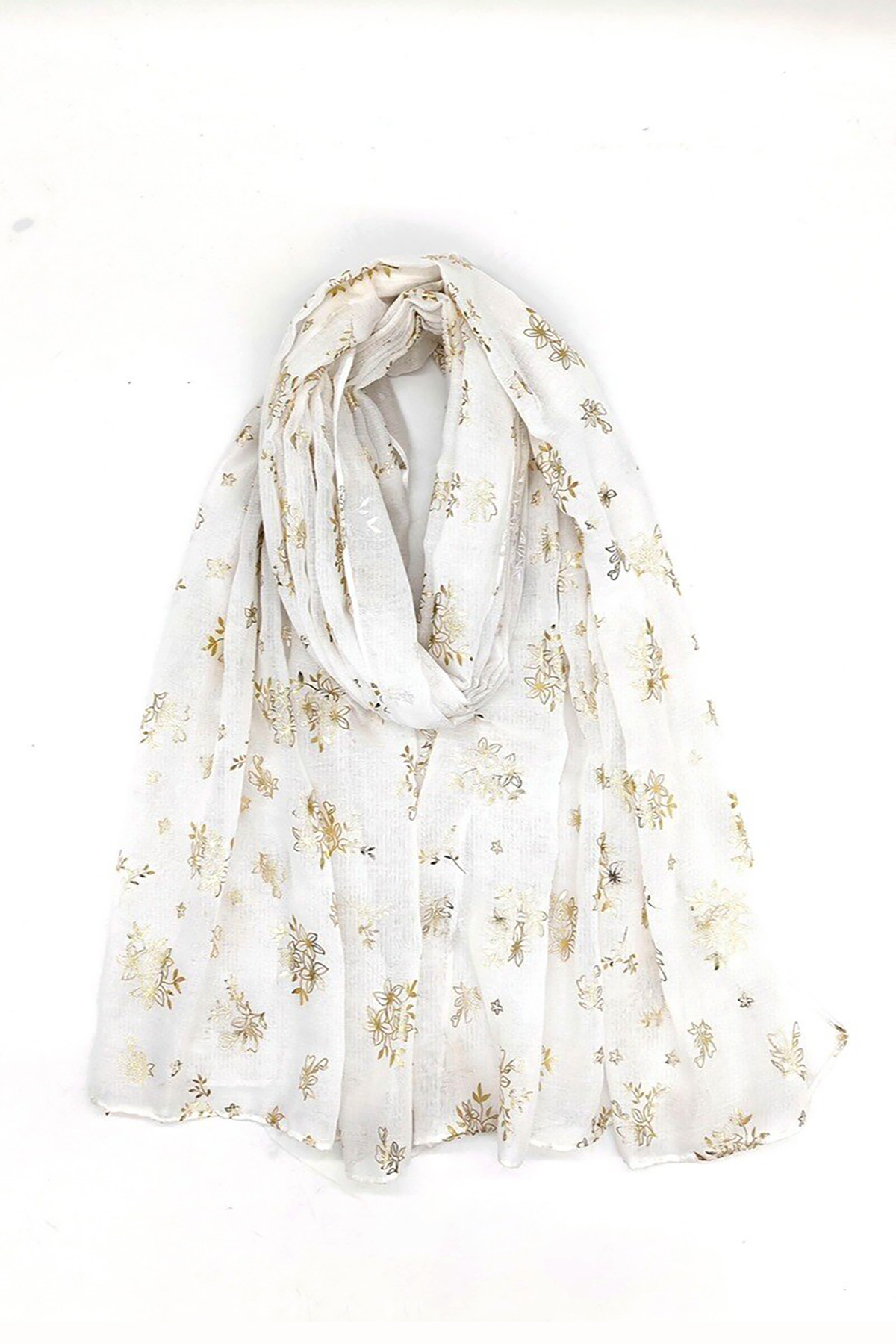 lefki-esarpa-me-louloudia-1 Εσάρπα με κεντημένα χρυσαφί λουλούδια, σε λευκή απόχρωση, από λεπτό βαμβακερό ύφασμα. Συνδυάστε το με ένα αμάνικο φόρεμα για τις δροσερές ημέρες ή το βράδυ. Ιδανικό αξεσουάρ για να δώσει ένα vintage touch στις εμφανίσεις σας!