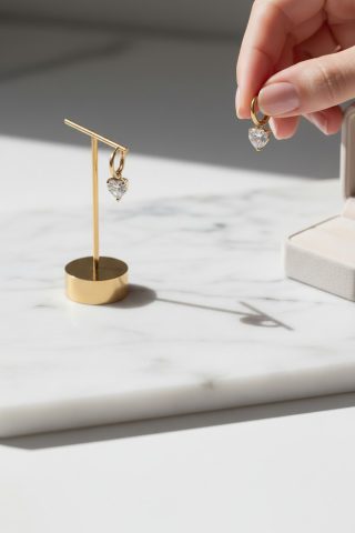 Δώστε μια δόση λάμψης και συναισθήματος στο στυλ σας με αυτούς τους ντελικάτους κρίκους. Κάθε κρίκος αγκαλιάζει απαλά τον λοβό του αυτιού, ενώ από κάτω κρέμεται ένας εντυπωσιακός κρύσταλλος σε σχήμα καρδιάς, που αντανακλά το φως σε κάθε σας κίνηση. Είναι το ιδανικό κόσμημα για να εκφράσετε τη θηλυκότητά σας με έναν διακριτικό αλλά αριστοκρατικό τρόπο.