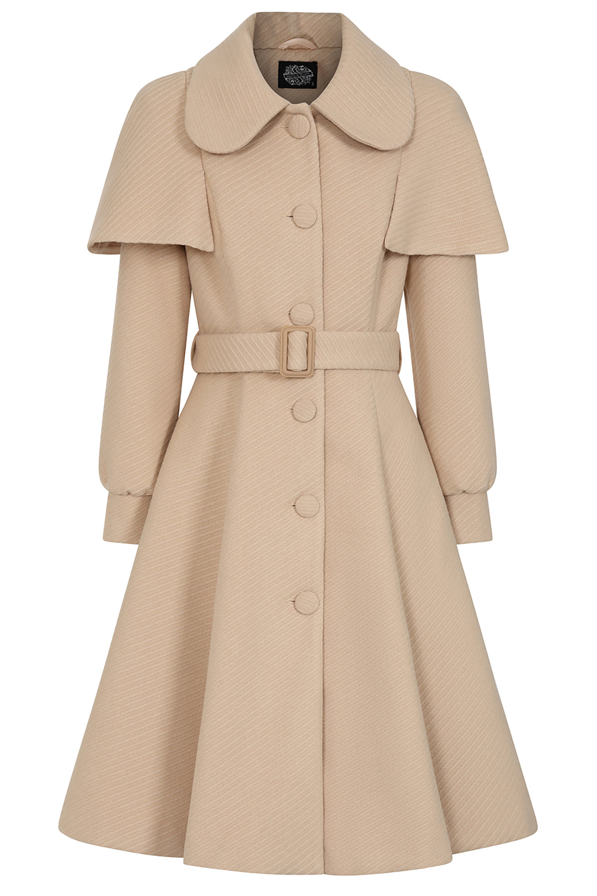 50s-mpez-vintage-palto-1 Ανακαλύψτε το 50s μπεζ vintage παλτό, με ενσωματωμένη κάπα, ζώνη στη μέση & 50s αισθητική. Αποκτήστε το ιδανικό retro coat για μοναδικά looks!