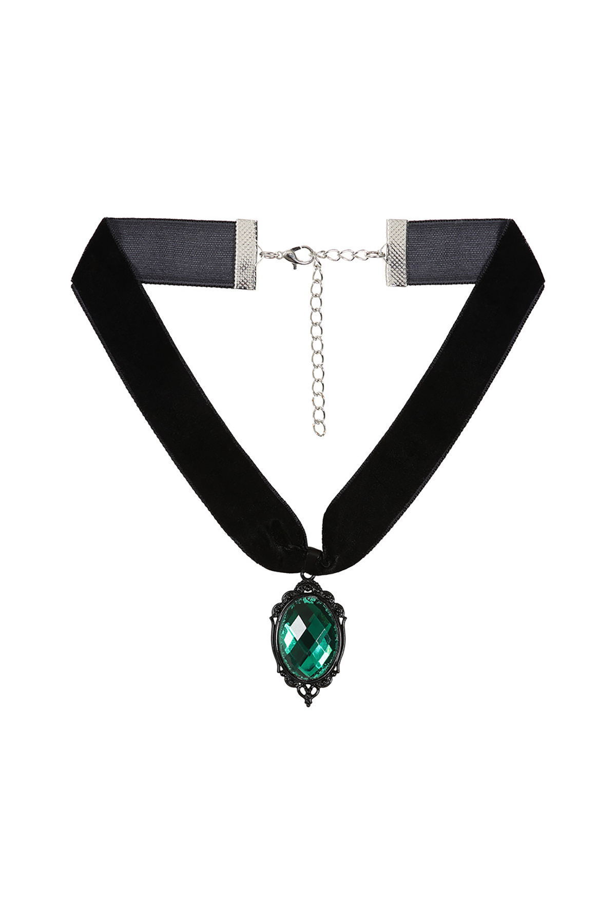chocker-me-prasini-petra-3 Ανακαλύψτε το αριστοκρατικό choker της συλλογής μας! Ένα ατμοσφαιρικό κολιέ λαιμού με μαύρη κορδέλα, σμαραγδί κρύσταλλο και vintage σκελετό, ιδανικό για να χαρίσει dark ρομαντισμό και Old Hollywood αέρα σε κάθε σας εμφάνιση.