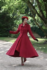 Επιβλητικό μακρύ κόκκινο vintage παλτό London Boutique
